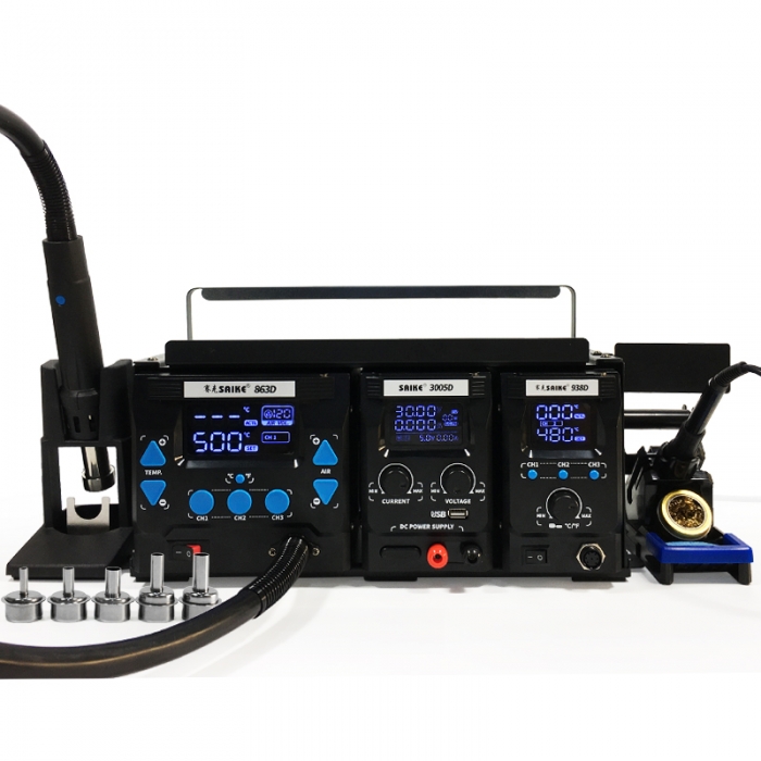 SAIKE 863-30 Hot air soldering station with DC Power Supply 30V 5A